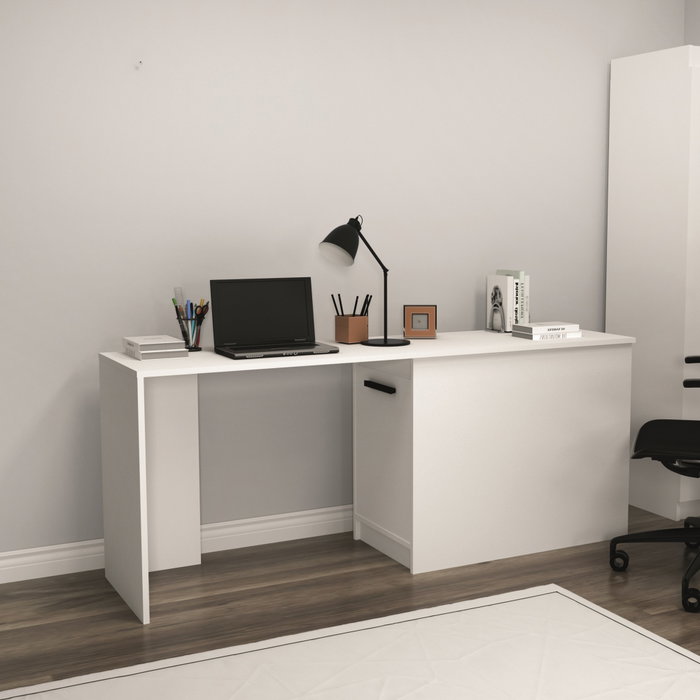 Hanah Home Mesa de Estudio Blanca Tablero Partículas Melamina 180x73.8x47 cm